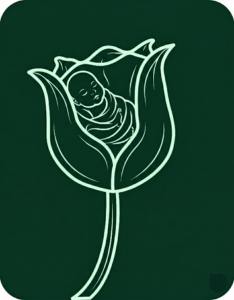 Illustration of an infant cradled in a flower