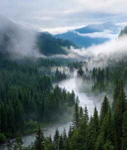 Deep green forest canopy