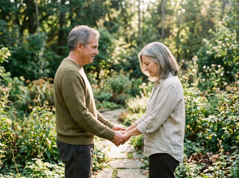 Two people holding hands in comfort during a support conversation